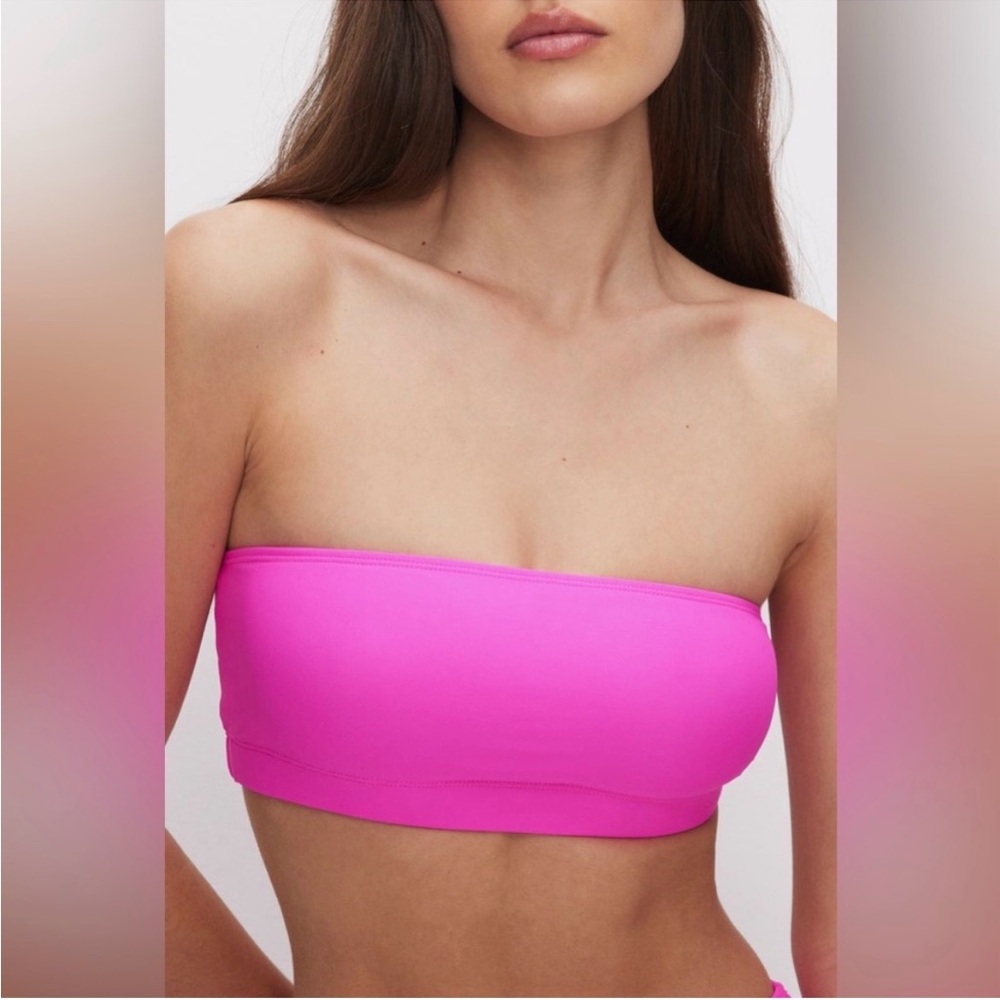 NWT Good American Hot Pink Bandeau Swim Top Small